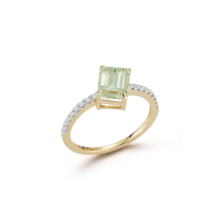 At An Angle Green Amethyst Ring