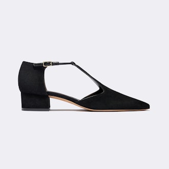 A black suede block-heel shoe by Emme Parsons
