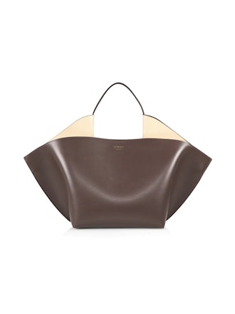 a brown leather tote bag by Ree Projects