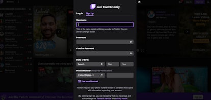 Screenshot of how to join Twitch page.