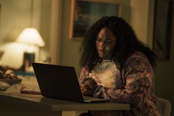 Leota Adebayo (Danielle Brooks) has a video call with her mom in Peacemaker.