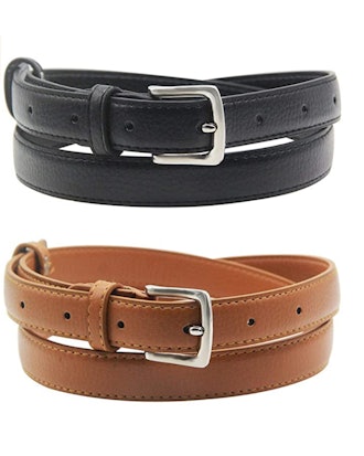 Maikun Skinny Leather Waist Belts 2-Pack 