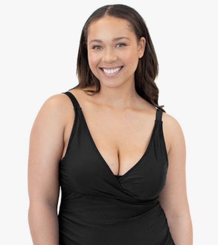 woman in postpartum swimsuit