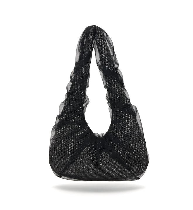 A black mesh and crystal bag by KARA