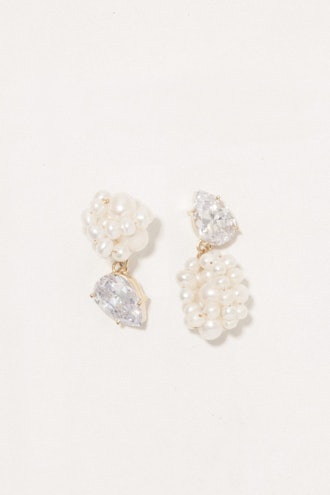 pearl and zirconia earrings in gold vermeil by Completedworks