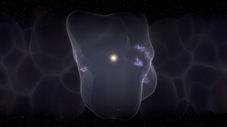 Illustration of bubble of gas surrounding the local cosmos