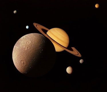 saturn and its moons montage