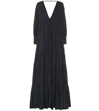 A black cotton voile maxi dress by Kalita