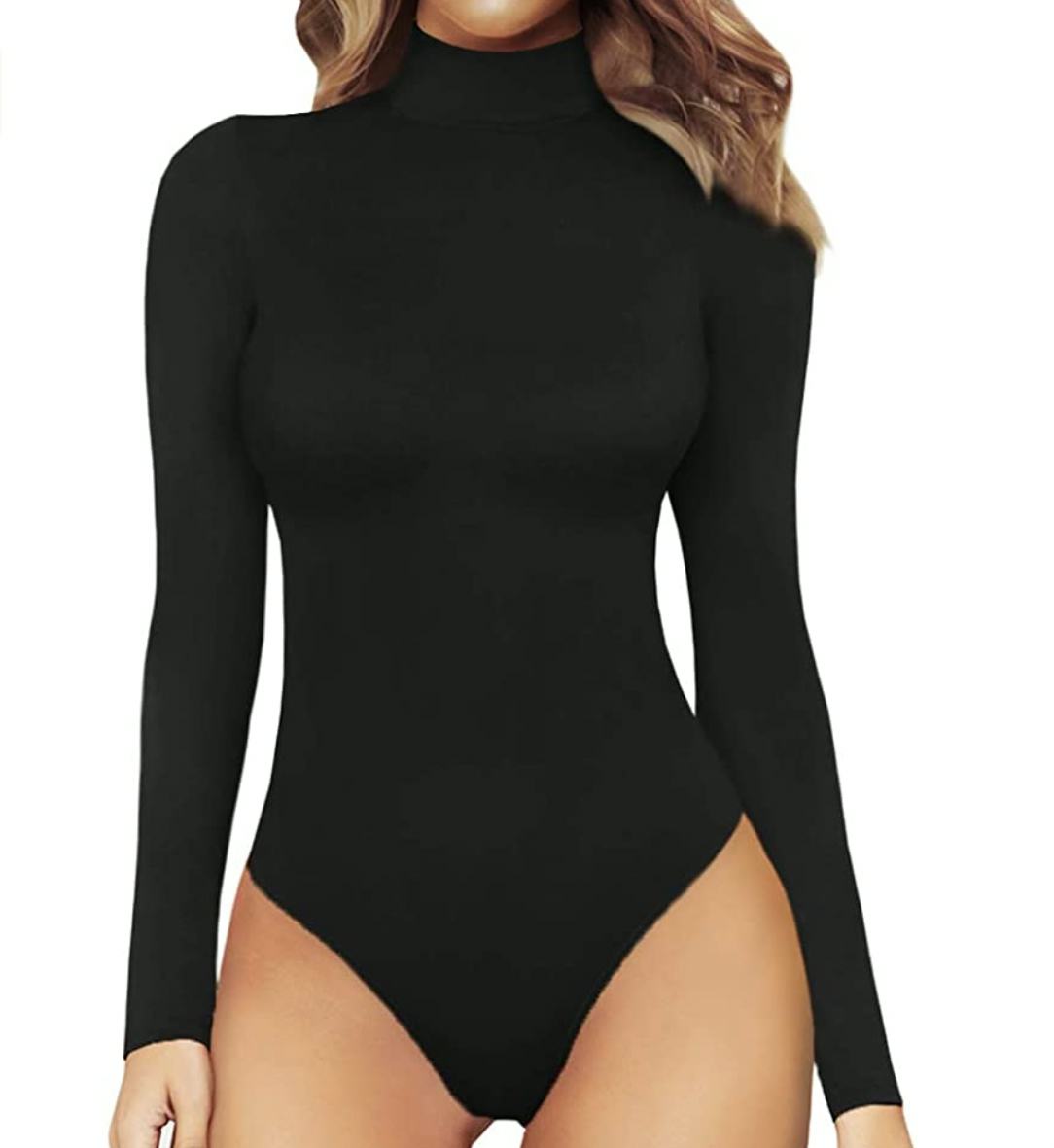 MANGOPOP Mock Turtleneck Long Sleeve Bodysuit