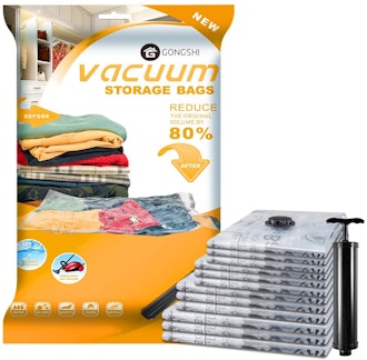 GONGSHI Vacuum Storage Bags with Travel Pump (12-Pack)