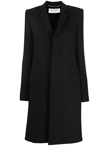Saint Laurent black wool coat.