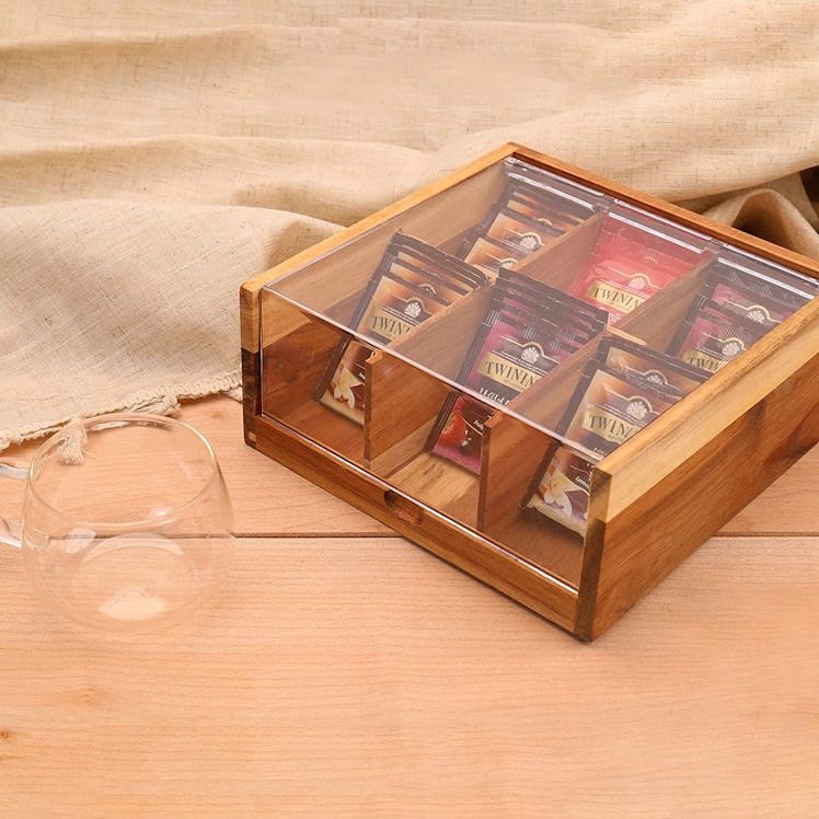 HTB Acacia Wood Tea Bag Organizer