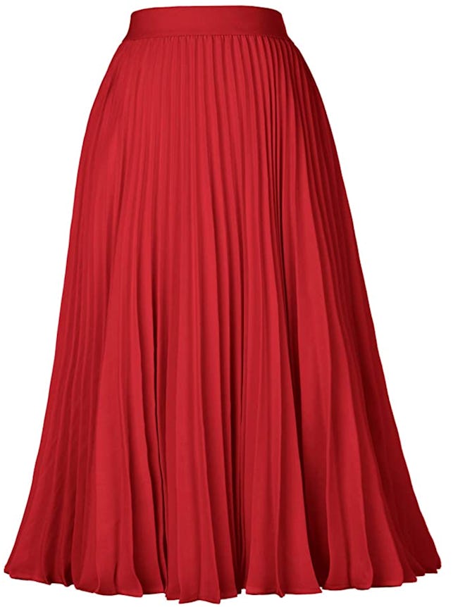 Kate Kasin Pleated A-Line Skirt