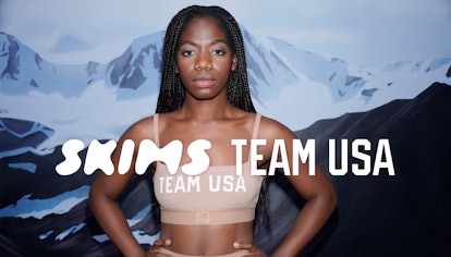Maame Biney featured in the SKIMS x Team USA campaign. 