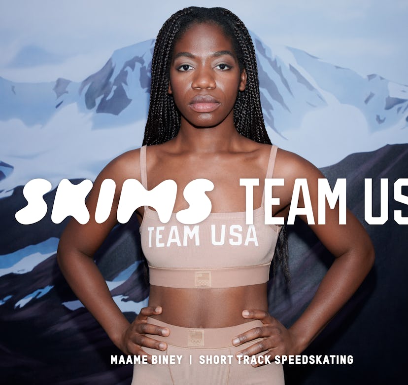 Maame Biney featured in the SKIMS x Team USA campaign. 