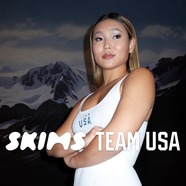 Chloe Kim featured in the SKIMS x Team USA campaign. 