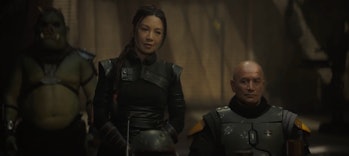 Ming-Na Wen as Fennec Shand and Temuera Morrison as Boba Fett in The Book of Boba Fett