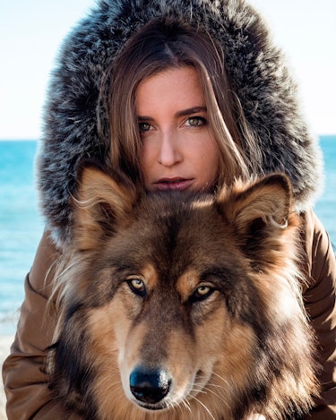Courtney Udvar-Hazy and her cloned dog, Phoenix