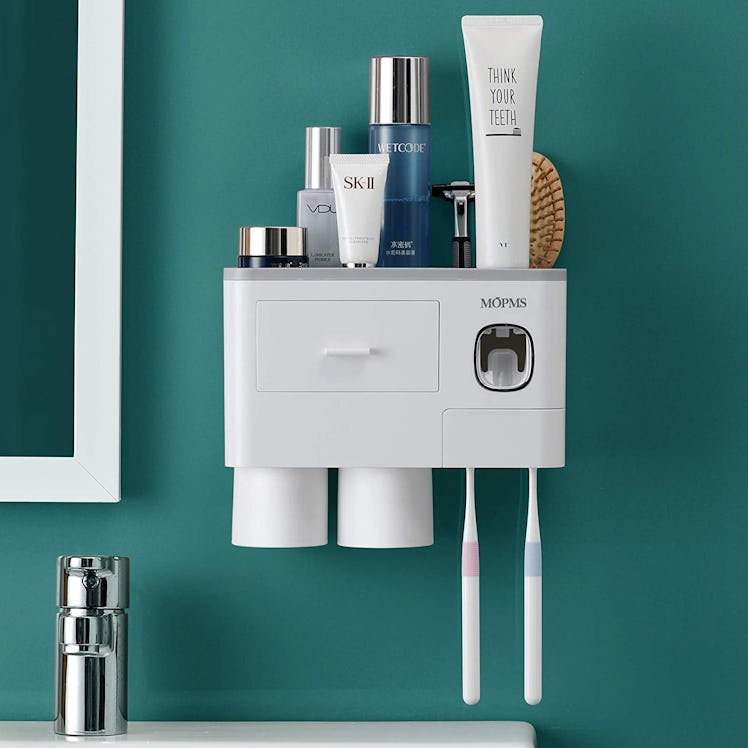 MOPMS Wall Mounted Toothbrush Holder & Toothpaste Dispenser