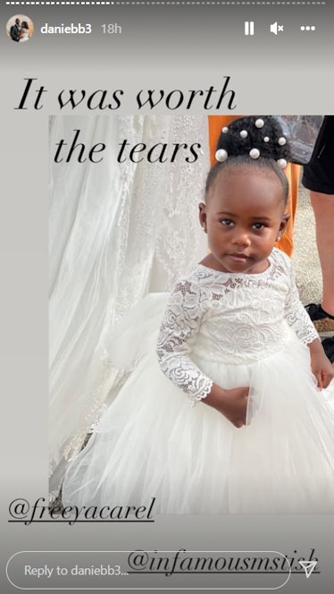 Freeya Carel, 2, was the flower girl in her parents, Danielle Brooks and Dennis Gelin's wedding. 