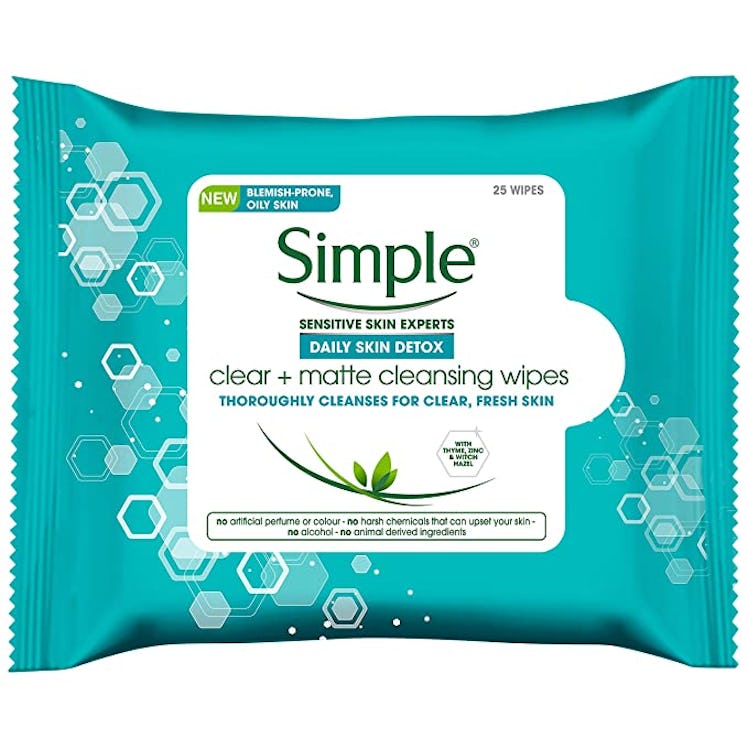 Simple Daily Skin Detox Clear & Matte Cleansing Wipes (25-Count, Pack of 6)