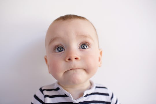closeup of baby with blue eyes