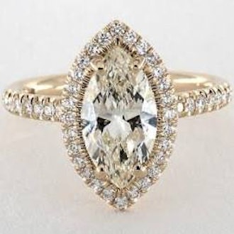 2.28 Carat K-SI1 Marquise Cut Diamond Round Split Band Diamond Halo Engagement Ring