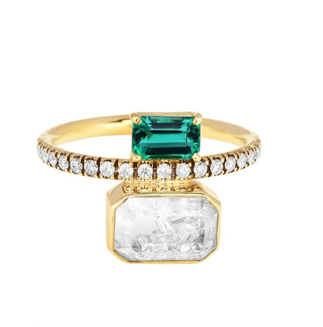 Emerald & Diamond Shaker Ring
