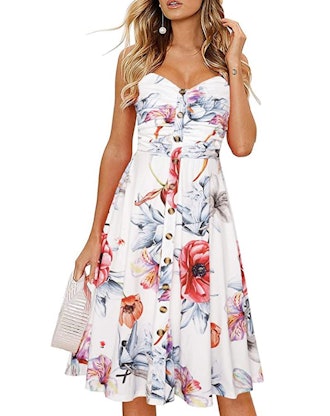 Drimmaks Sweetheart Neck Floral Dress