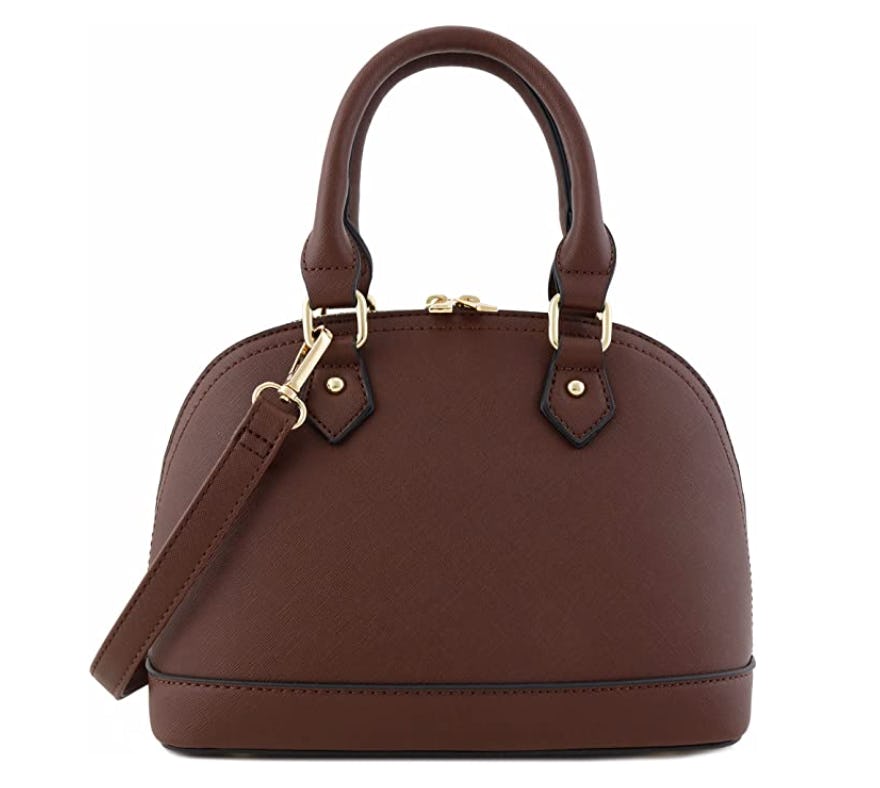 FashionPuzzle Zip-Around Saffiano Classic Dome Satchel