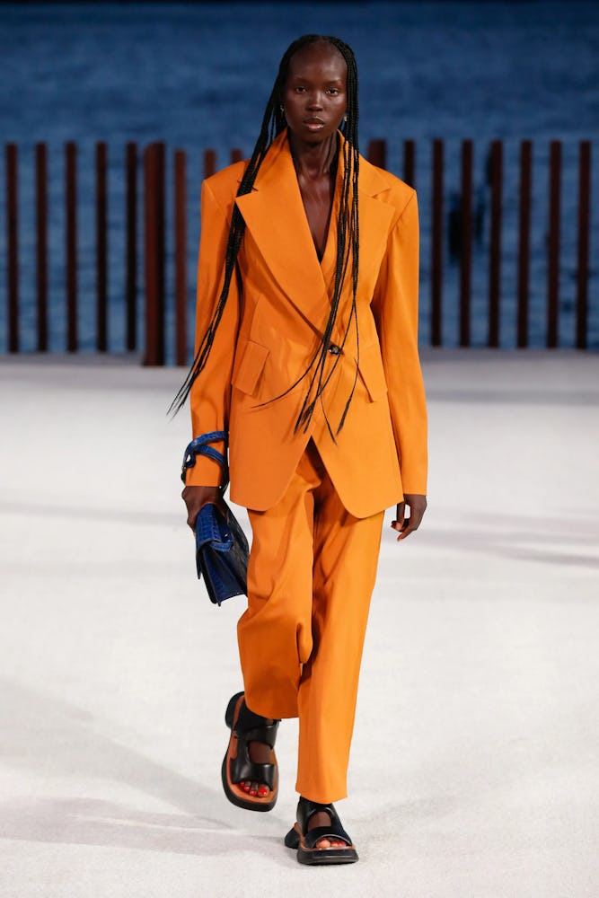 homme girl trend: orange suit