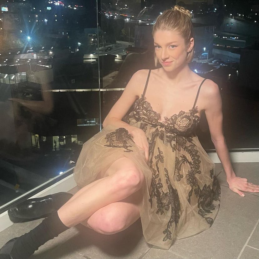 Hunter Schafer wearing a Vera Wang dress