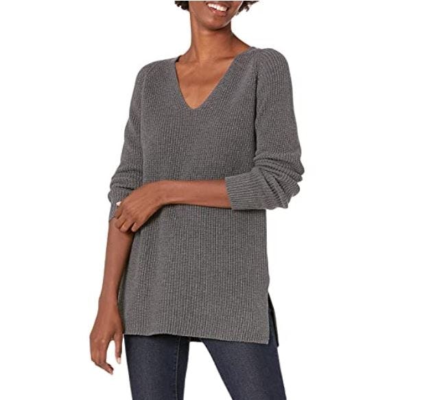 Goodthreads Cotton Shaker Stitch V-Neck Sweater