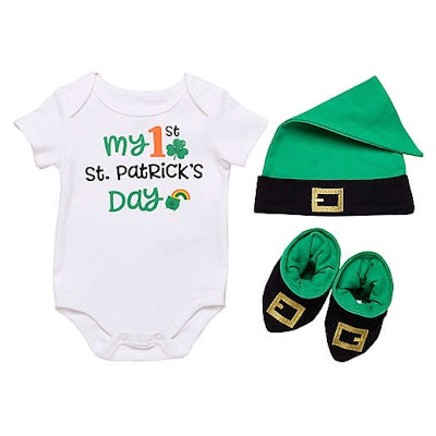 Baby Starters® Newborn 3-Piece My First St. Patricks Day Bodysuit, Cap, and Booties Set