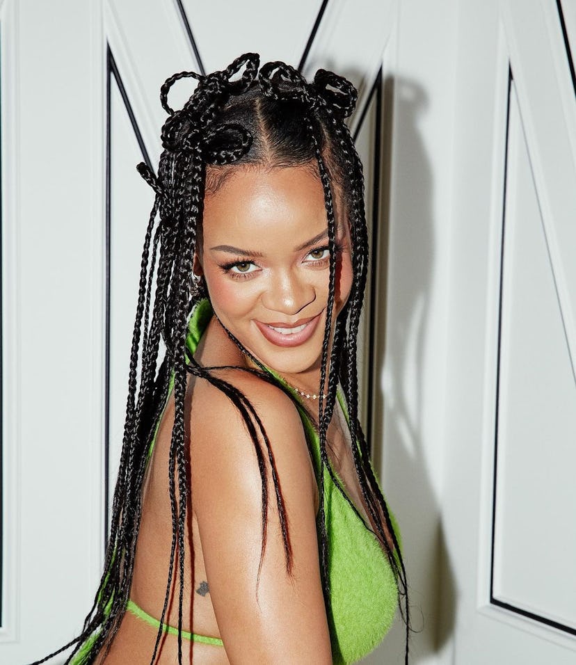 Rihanna in skunk stripe hair for Savage x Fenty 
