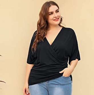 IN'VOLAND Plus Size Wrap Blouse