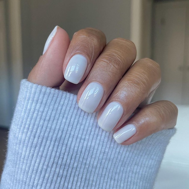 2. Short Milky White Nails - wide 1