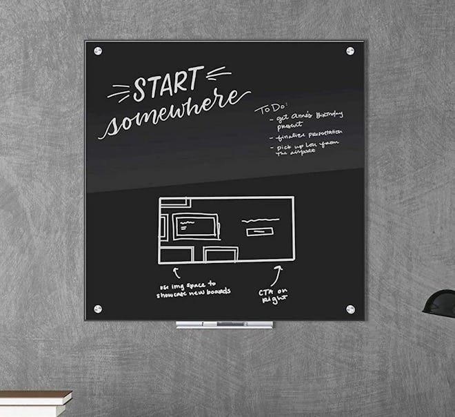 U Brands Black Glass Dry Erase Board
