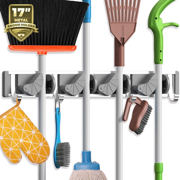 Holikme Wall-Mounted Broom & Tool Organizer