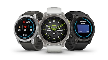 Three models of Garmin's Epix Gen 2 smartwatches.