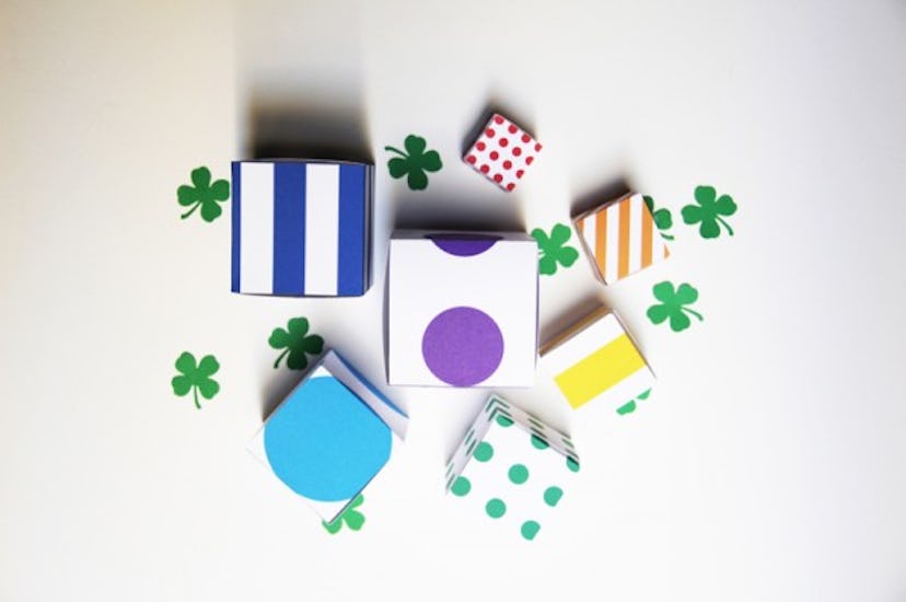 st. patrick's day craft for kids; rainbow nesting boxes