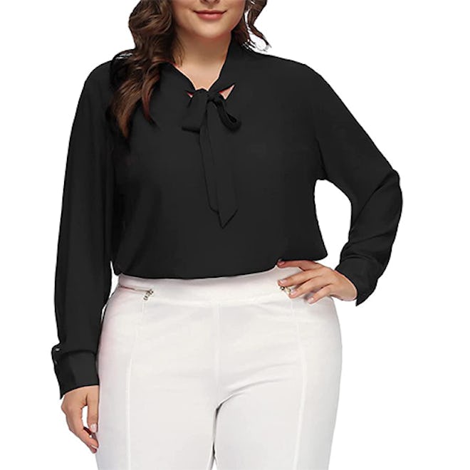 Hanna Nikole Bow Tie Neck Blouse