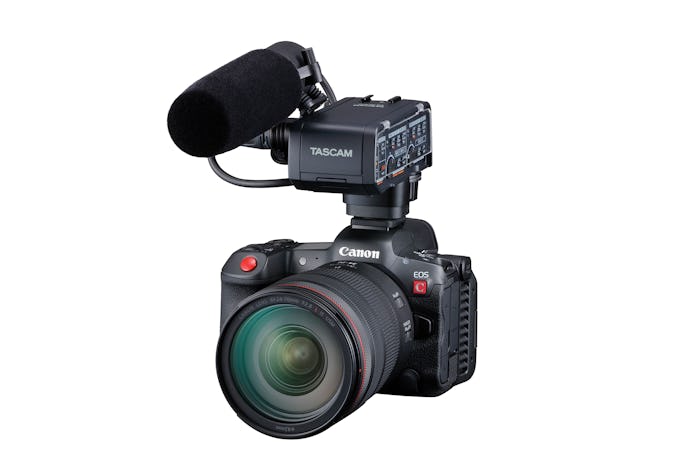 Canon EOS R5 C with a bunch of accessories