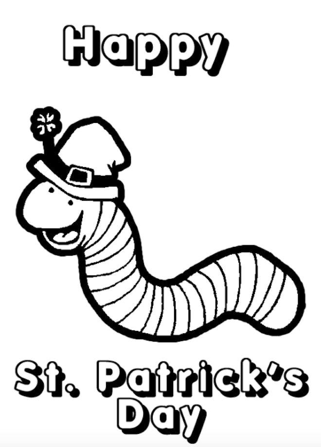 St. Patrick's Day Worm is a coloring page