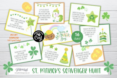 16-Card St. Patrick's Day Scavenger Hunt For Kids