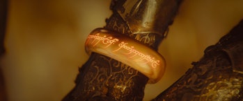 The One Ring on Sauron's finger in Lord of the Rings: The Fellowship of the Ring