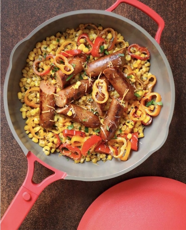 Always Pan recipe: sausage corn and peppers