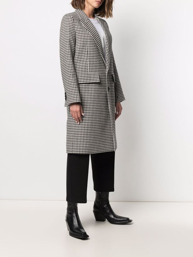 AMI Paris Single-Breasted Houndstooth Coat
