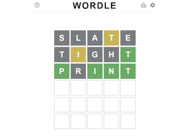 wordle puzzle example screenshot