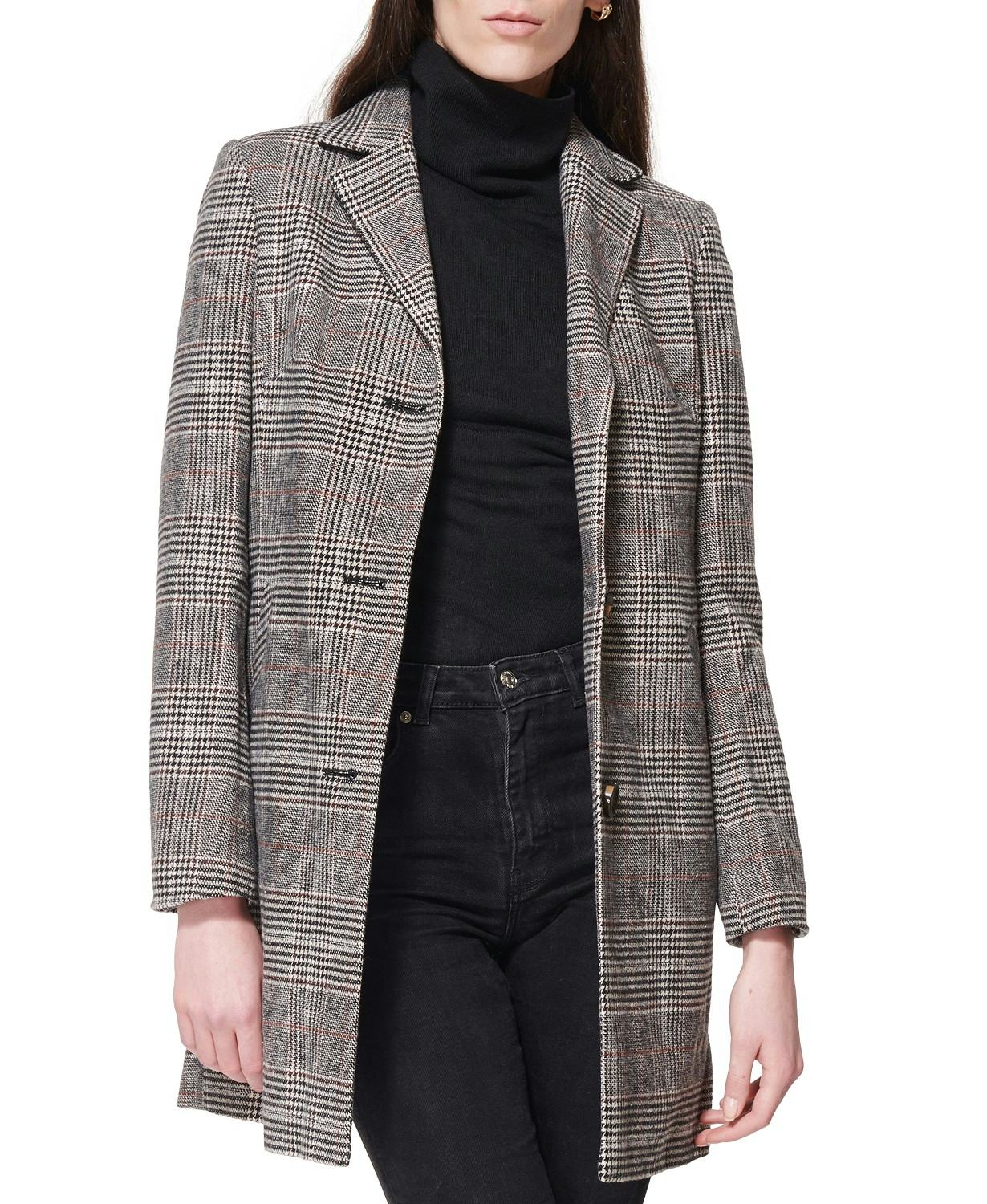 Maralyn &amp; Me Plaid Single-Breasted Reefer Coat